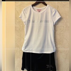 Juicy Couture White Tee and Black Shorts Ensemble